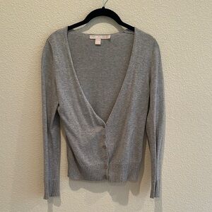 G2000 Gray V-Neck Button-Up Women's Sweater